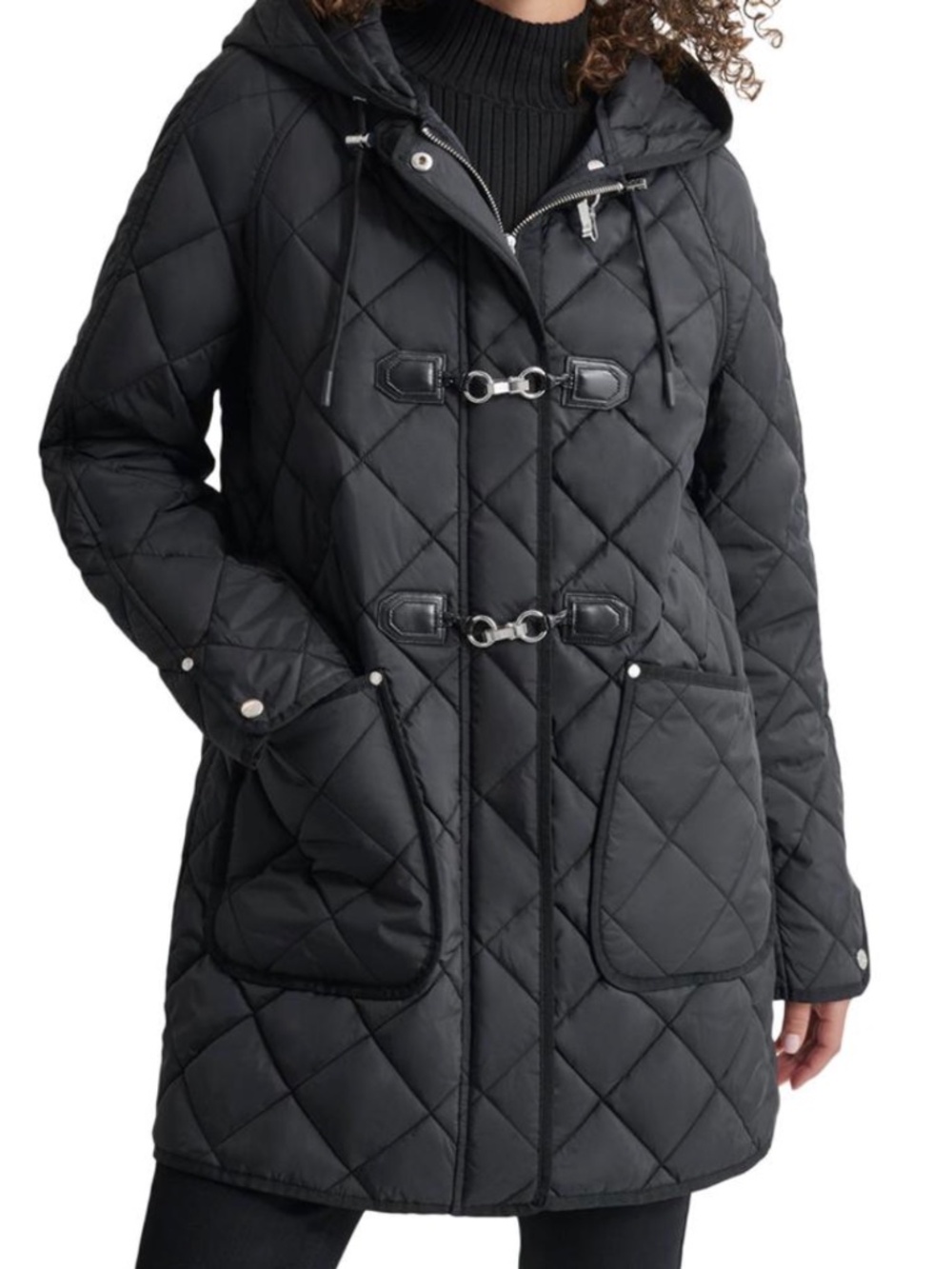 NEW, DKNY Toggle Quilted Black Jacket , size: M